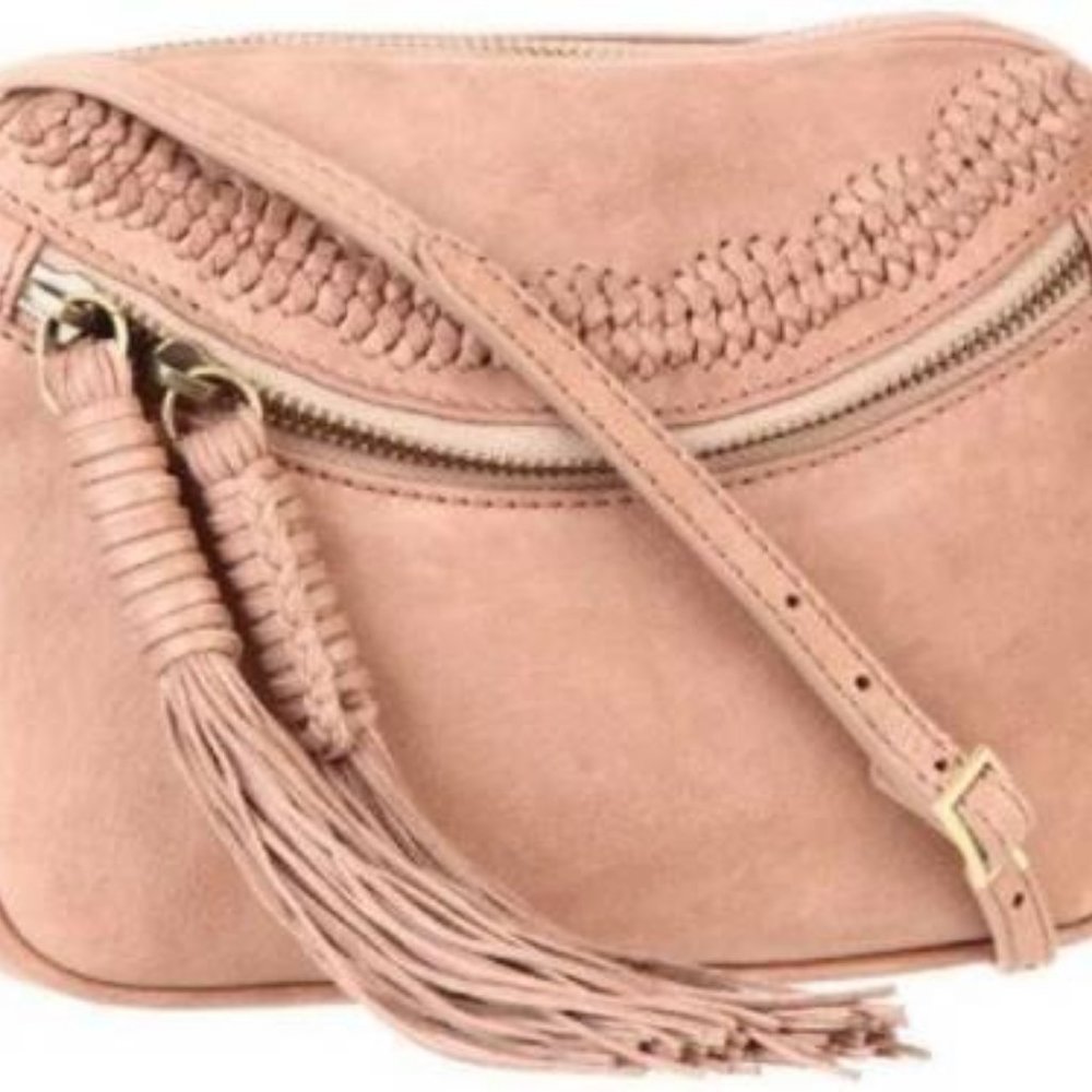 Treesje Feather Purse Pink Long Shoulder Zipper